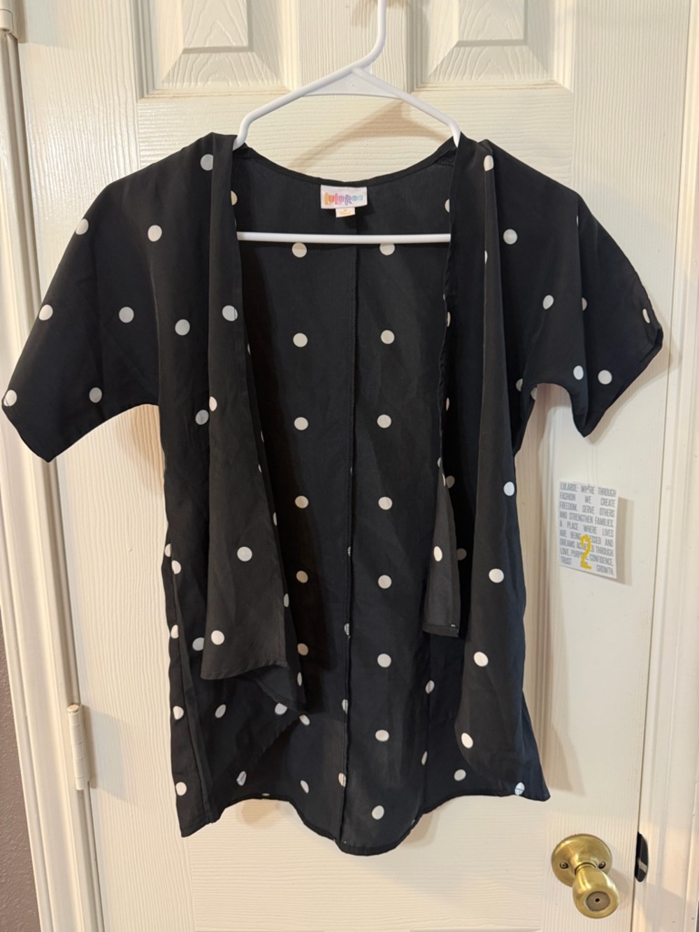Black Polka Dot Open Kimono Jacket Short Sleeve Cover Top